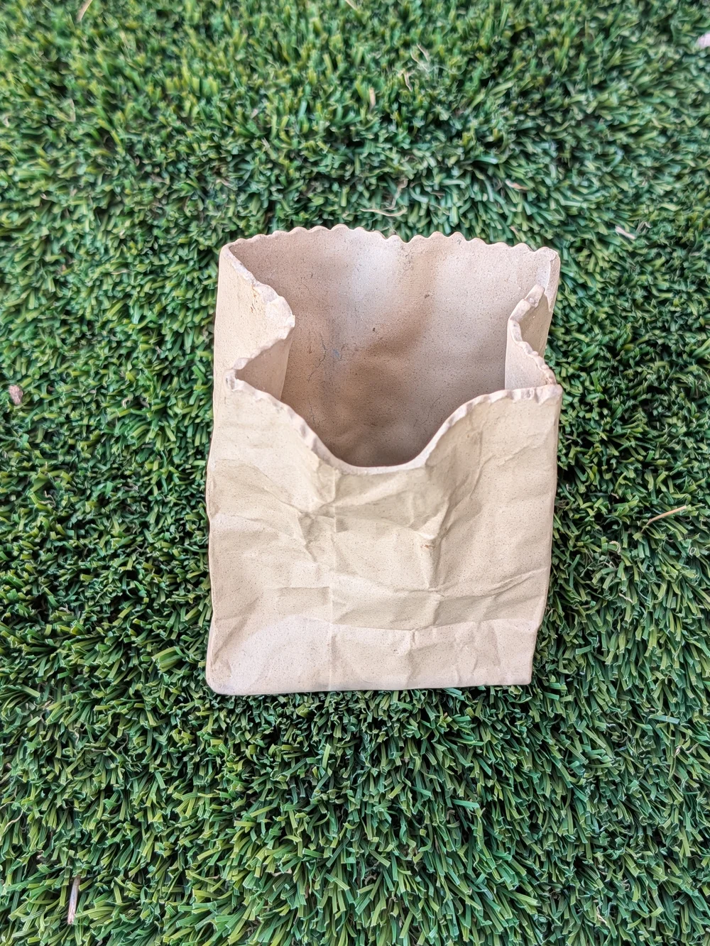 Vintage Ceramic Brown Paper Bag Vase 4.5